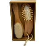 ست شانه و برس چوبی نوزاد اونت دو تکه - طبیعی، نرم و مناسب پوست حساس نوزاد