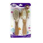 ست شانه و برس چوبی نوزاد Only Baby دو عددی، نرم و ارگونومیک