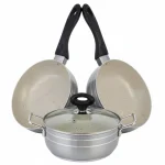 سرویس قابلمه ۴ تیکه وایو جنس تفلون پخت‌وپز آسان با پوشش نچسب و شستشوی راحت