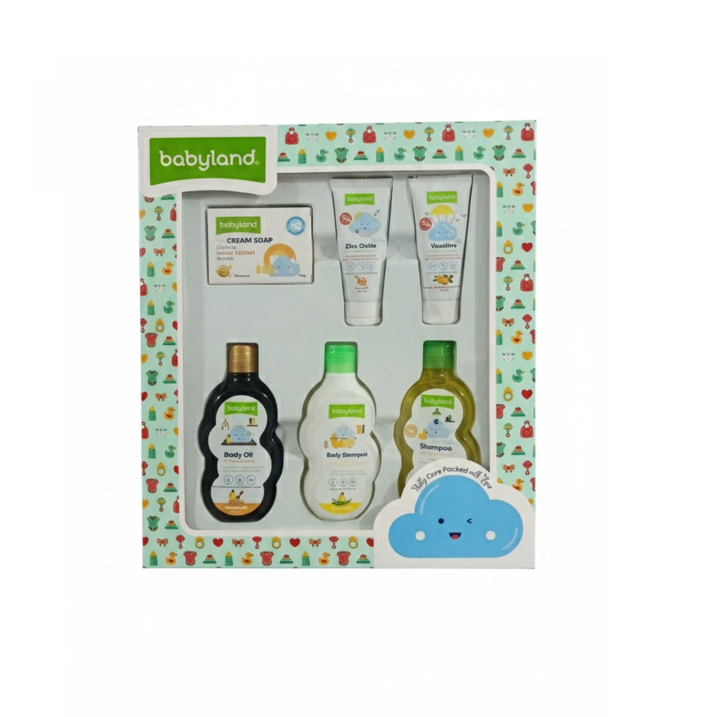 پک بهداشتی بیبی لند قیمت 530 شامل صابون-شامپو سر-شامپو بدن-روغن بدن-کرم زینک-وازلین