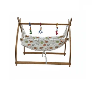 گهواره ننو سرخ پوستی با چوب راش، آرامش‌بخش نوزاد با تحمل وزن بالا کد 01