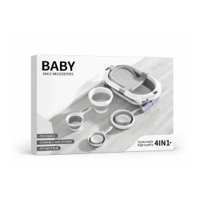 وان سیلیکونی تاشو دماسنج‌دار برند بی بی (Baby) ۴ کاره با پایه‌های ضدلغزش و تشک نشیمن نوزاد