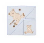 ست حوله دورپیچ کلاه‌دار نوزاد با لیف کارترز (Carter’s) کد 01 خشک‌کننده سریع پوست با ابعاد کاربردی ۹۰×۹۰